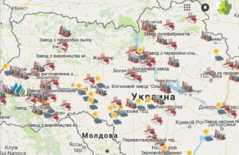 Карта новых предприятий Украины
