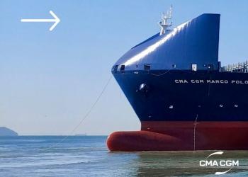 Французька компанія встановлює «вітрове скло» на гігантський контейнеровоз