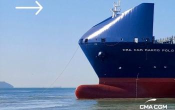 Французька компанія встановлює «вітрове скло» на гігантський контейнеровоз